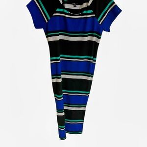 Ronni Nicole blue black white green stretchy dress size 12